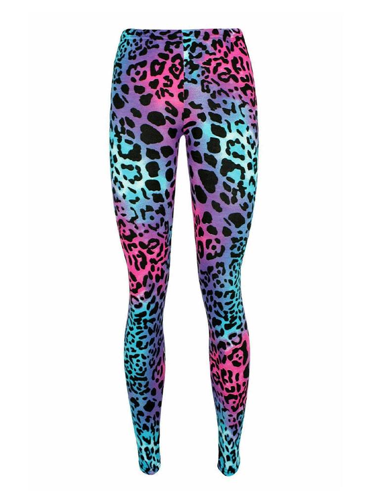 Girls microfibre leopard print leggings